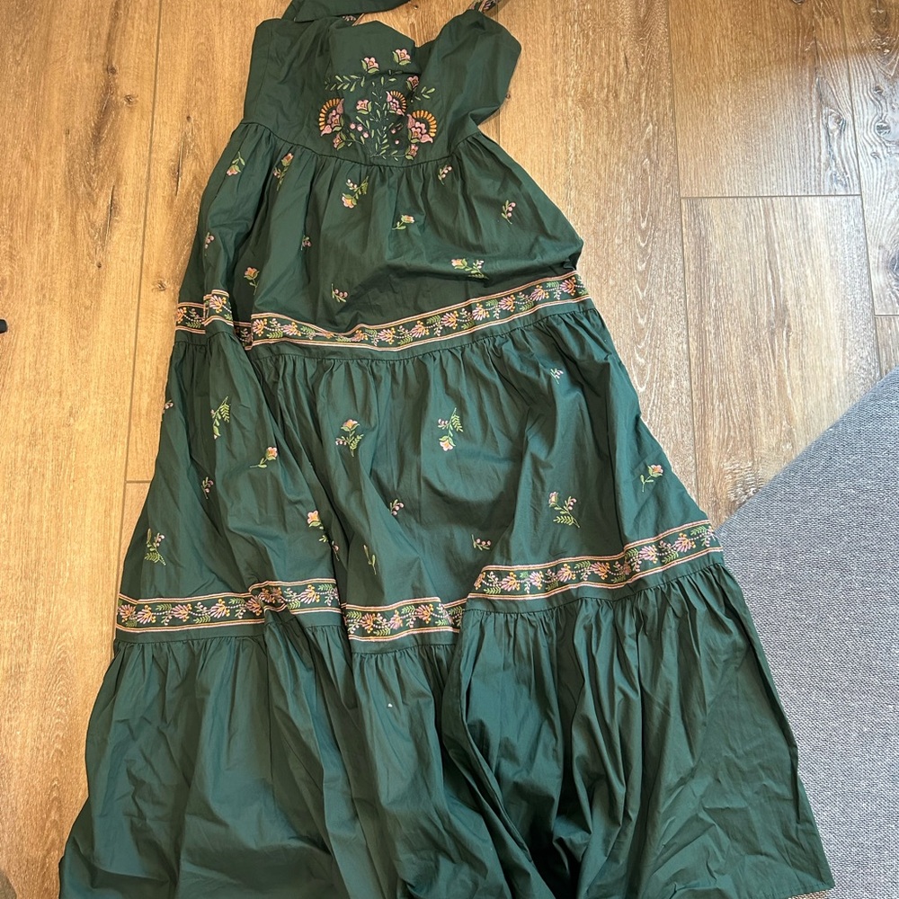 Embroidered Green Maxi Dress